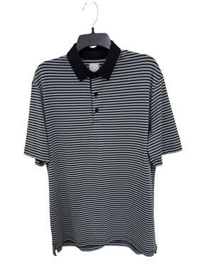 Callaway Black & Gray Striped Polo with Contrast Collar